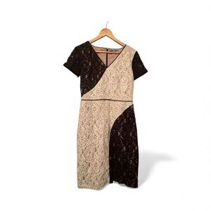 ANTONIO MELANI Black and Cream Asymmetrical Dress